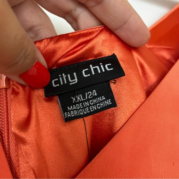 New City Chic plus size flutter sleeve mini wrap dress in Melon XXL/24 - Picture 7 of 10